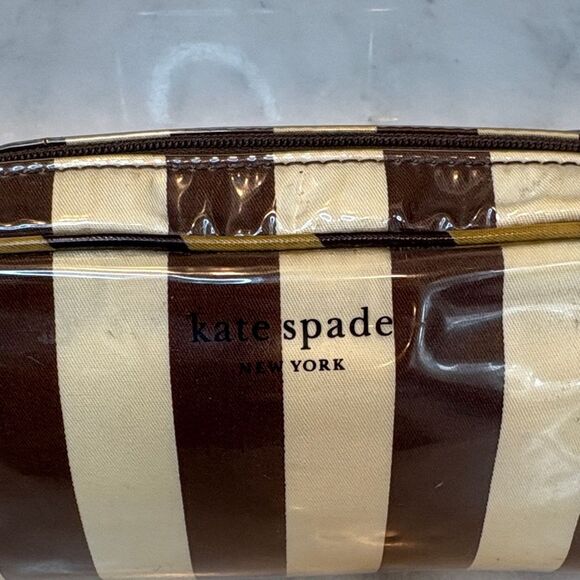 Kate Spade Striped Travel Cosmetic Case Pouch Clutch - Picture 4 of 16